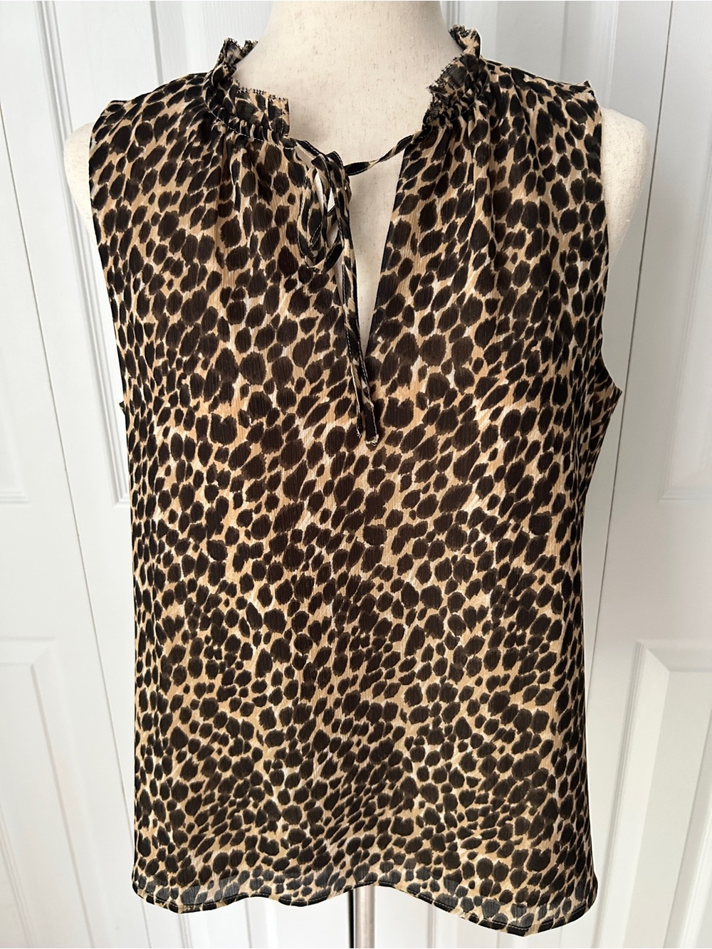 J. Crew Leopard Print Sleeveless Tie-Neck Camisole - Brown/Black